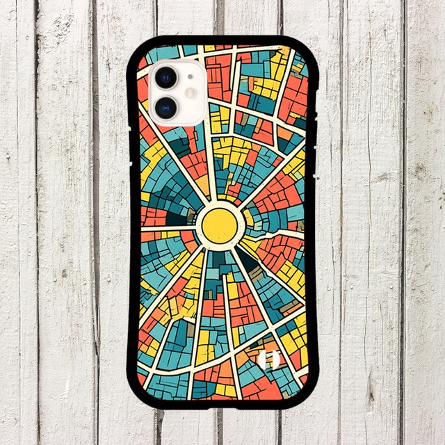受注生産 iPhoneケース 放射状道路のカラフル都市地図｜都市地図 UMAP054C