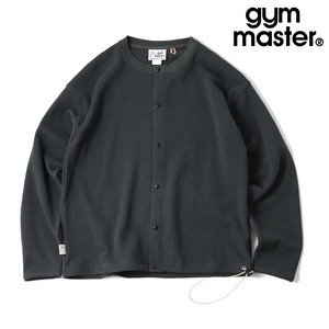gym master ジムマスター 7.2oz ドライワッフルカーディガン 吸水速乾 メンズ クルーネック スナップボタン カーデ 春夏秋 ゆったり G833788 チャコール