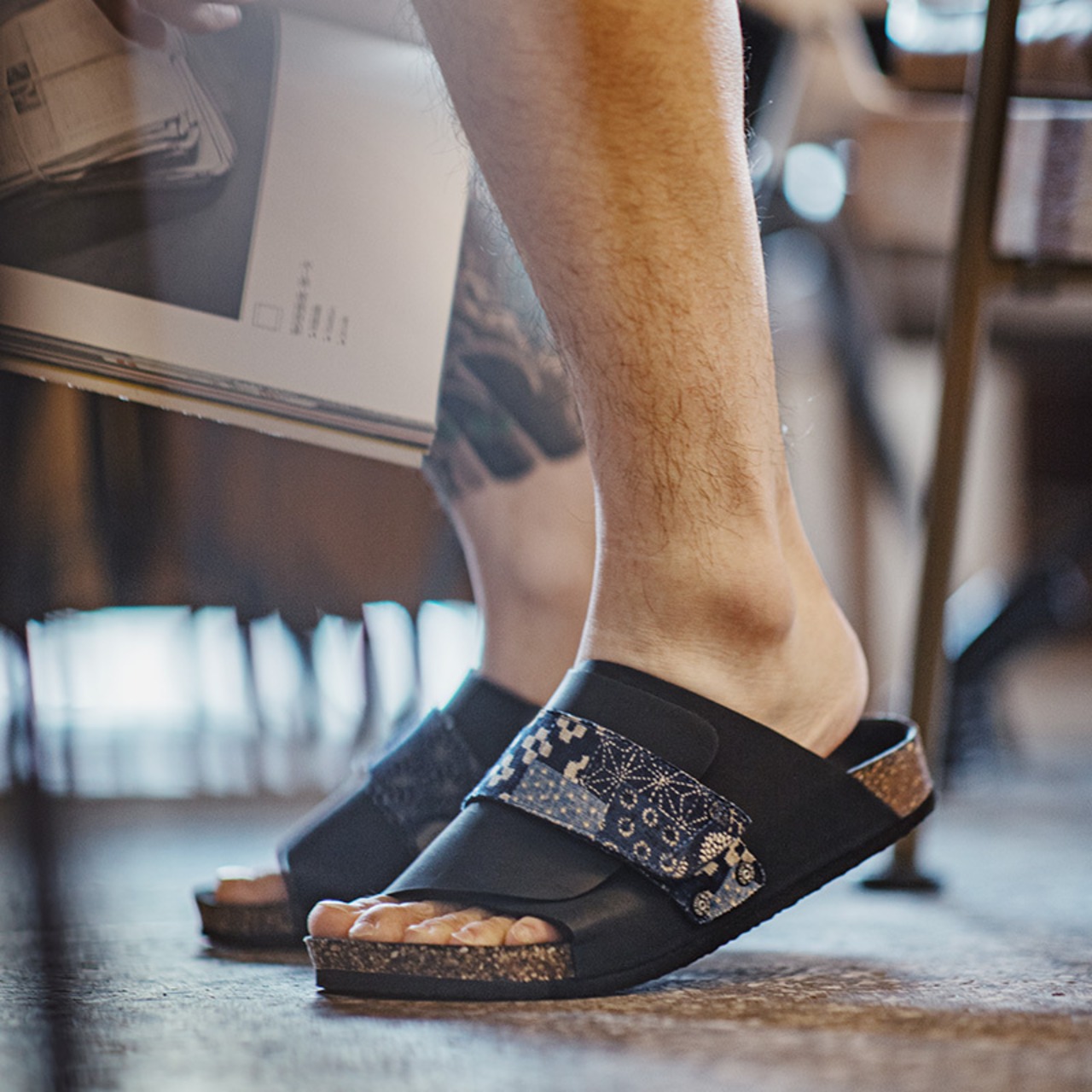 Japanese Pattern Slide Sandals / 和柄 スライド サンダル