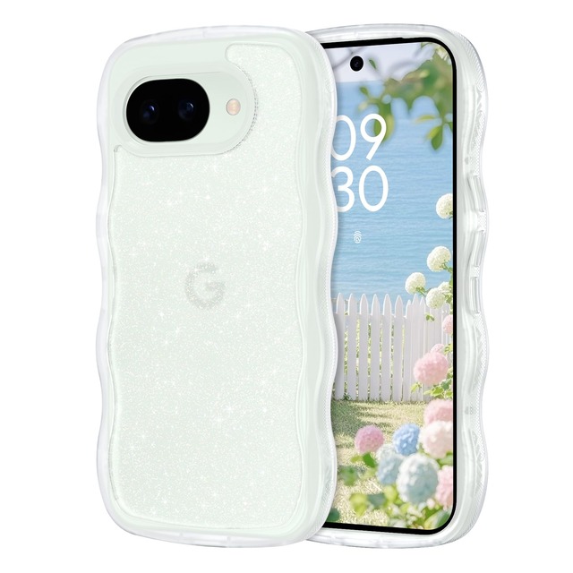 VENINGO Google Pixel 10a用のケース うねうね きらきら 持ちやすい ラメ入り 6.3インチ クリア背面