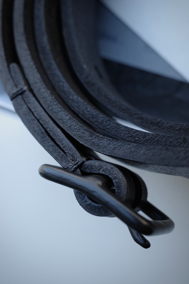 Handmade Leather 12hole Belt 25mm （BLACK×BLACK）