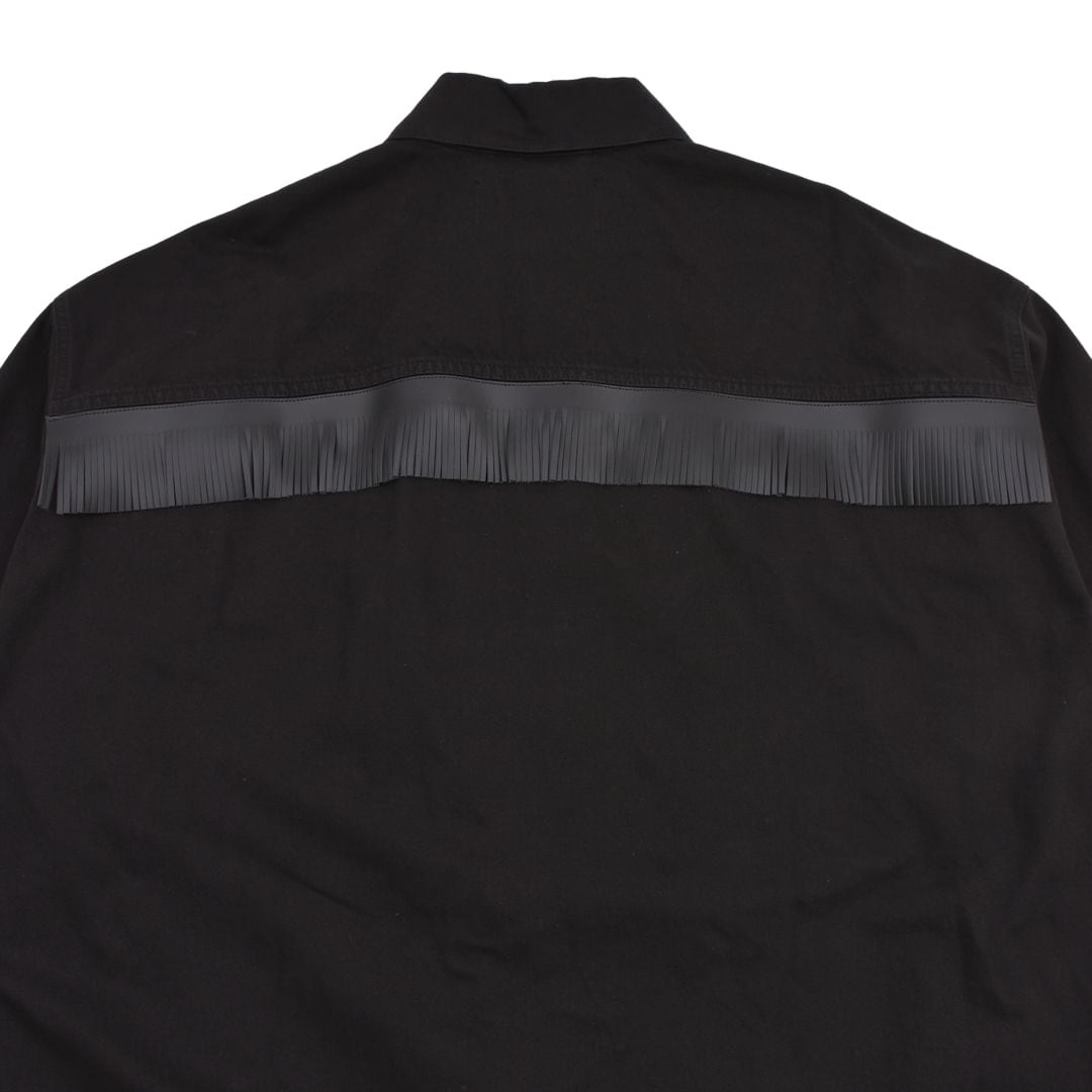 RAF SIMONS】Big fit jacket with leather fringes and studs(BLACK