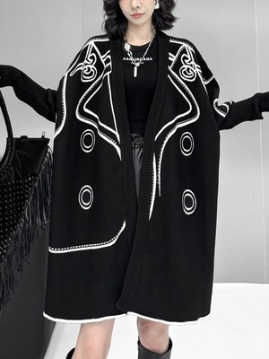 Reversible trompe l'oeil knit jacket [T1892]