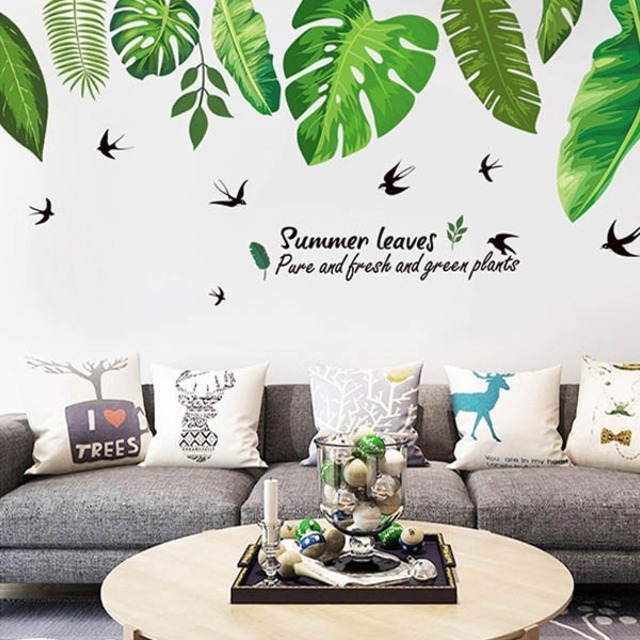 ウォールステッカー ハワイアン 観葉植物 モンステラ バナナの葉 南国 バリ ナチュラル 壁デコ 北欧風 Diy リビング 寝室 Peachyshop