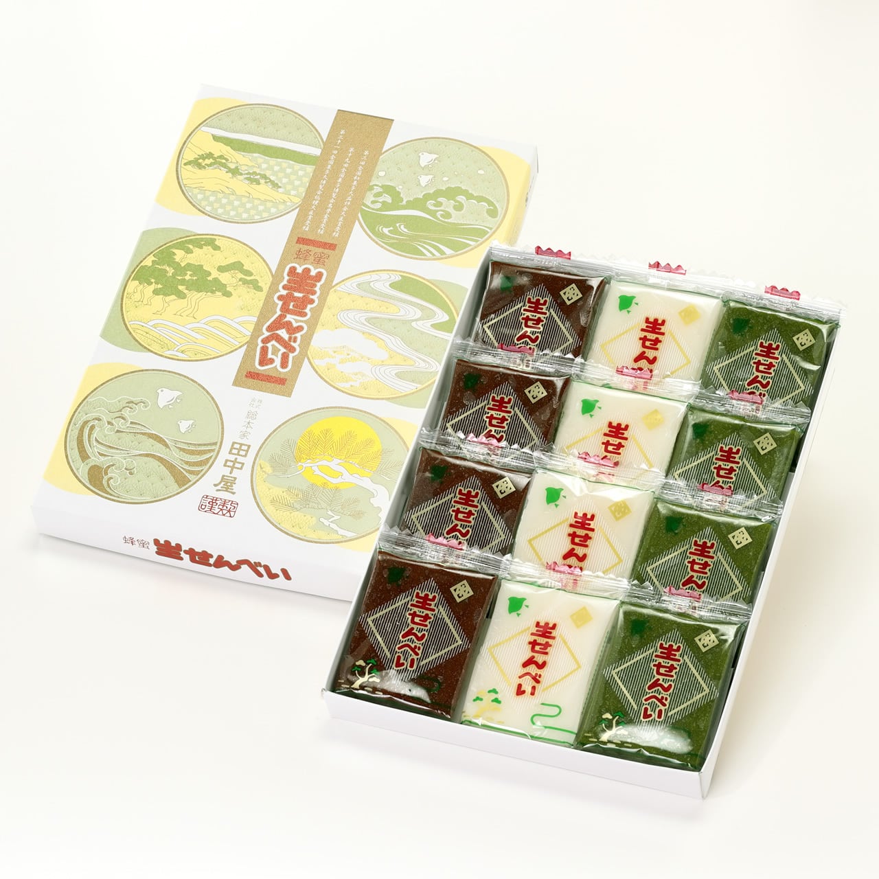 箱12ヶ入り【黒糖・白・抹茶】 | 総本家田中屋 生せんべい