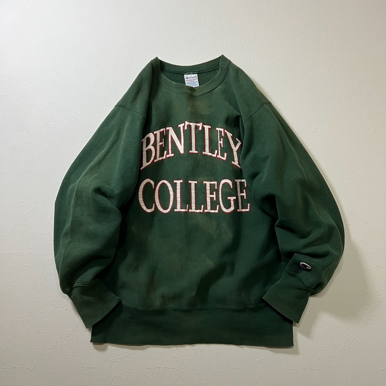 90s USA champion REVERSE WEAVE フェード カレッジロゴ スウェット リバースウィーブ チャンピオン グリーン L 古着
