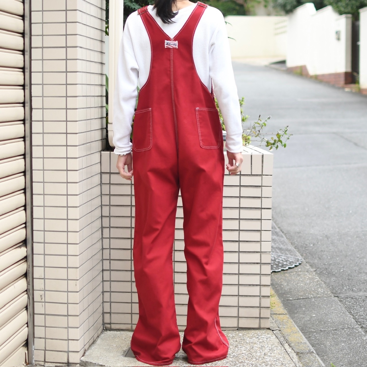 LIBERTY wide flare silhouette overall red