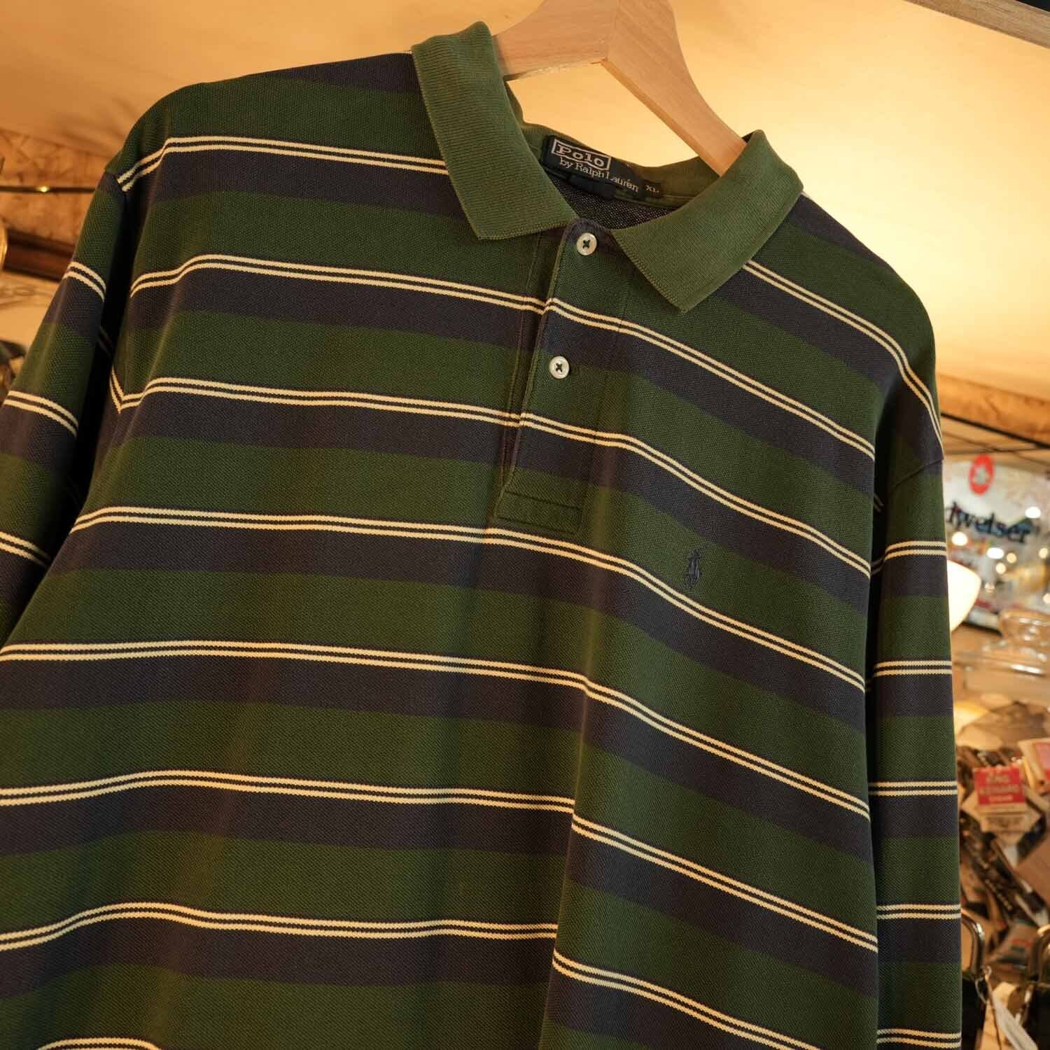 Polo by Ralph Lauren 90s〜00s ボーダー ラガーシャツ XL コットン