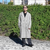 山内(ヤマウチ) ネップシルクウール・ダブルロングコート コーディネート