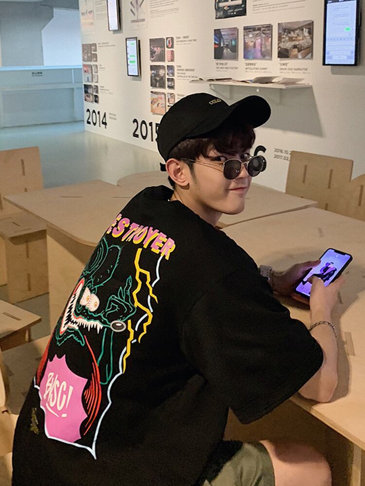 全2色 Tシャツ カットソー プリント カジュアル シンプル