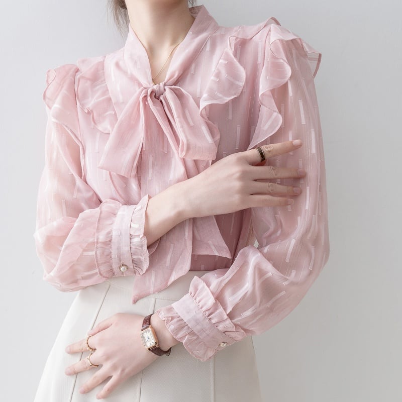 LIP SERVICE リボンオフショルロングスリーブトップス ピンク リップ