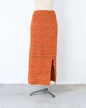 AMBERGLEAM - Hand Crochet Skirt :black|手編みクロシェ/可変スリット/裏地付き/綿100%
