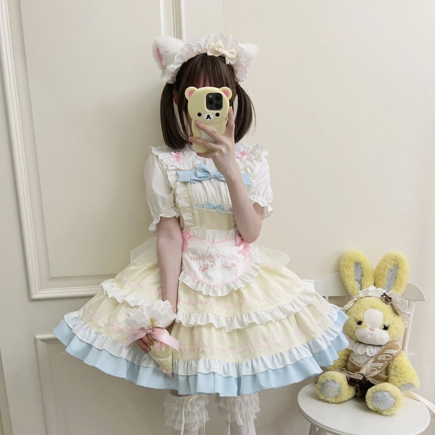 フレンチメイド 夢かわいい ジャンパースカート メイド服 フリル