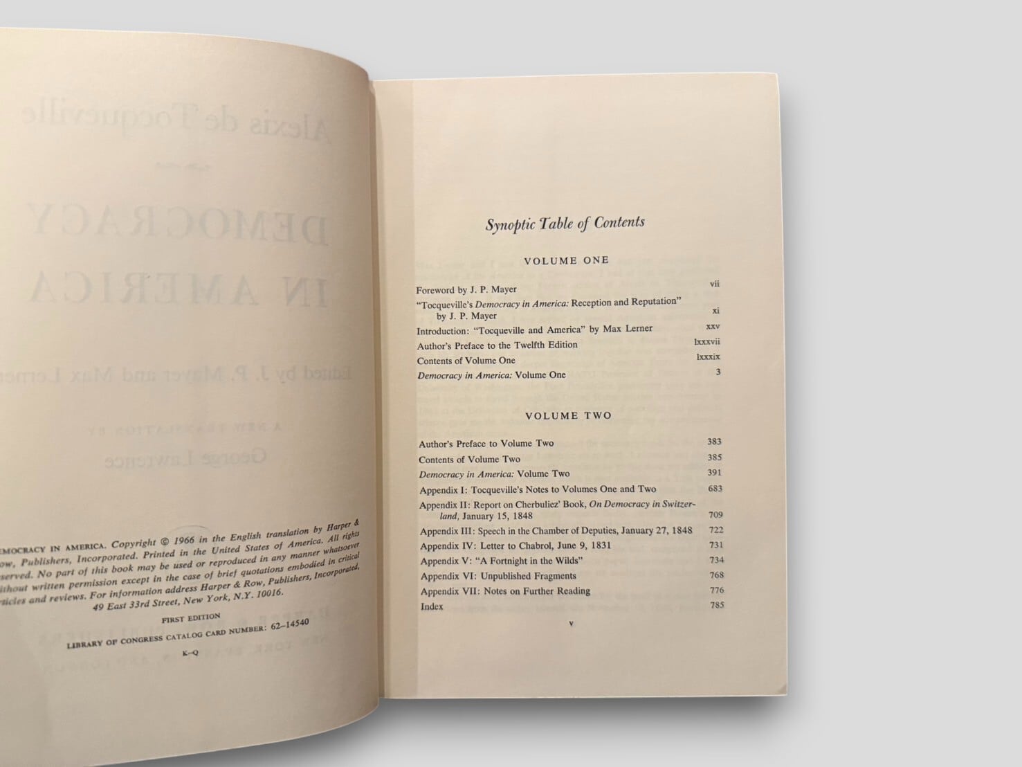 SFF105】【FIRST EDITION】Democracy in America(1966) /Alexis de