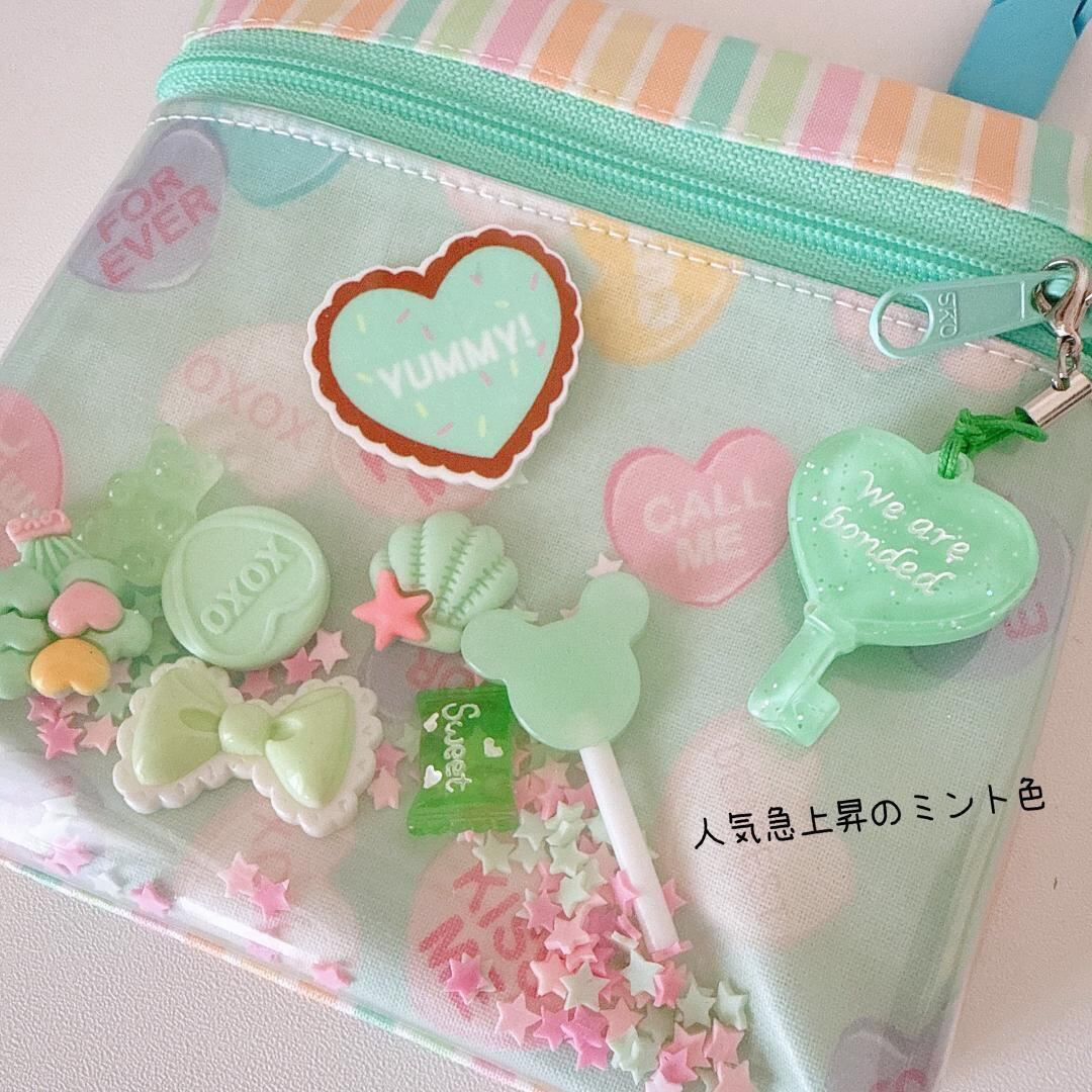 117）シャカシャカ移動ポケット キャンディハーツ ゆめかわ ミント