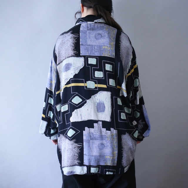 dark art full pattern over silhouette rayon shirt