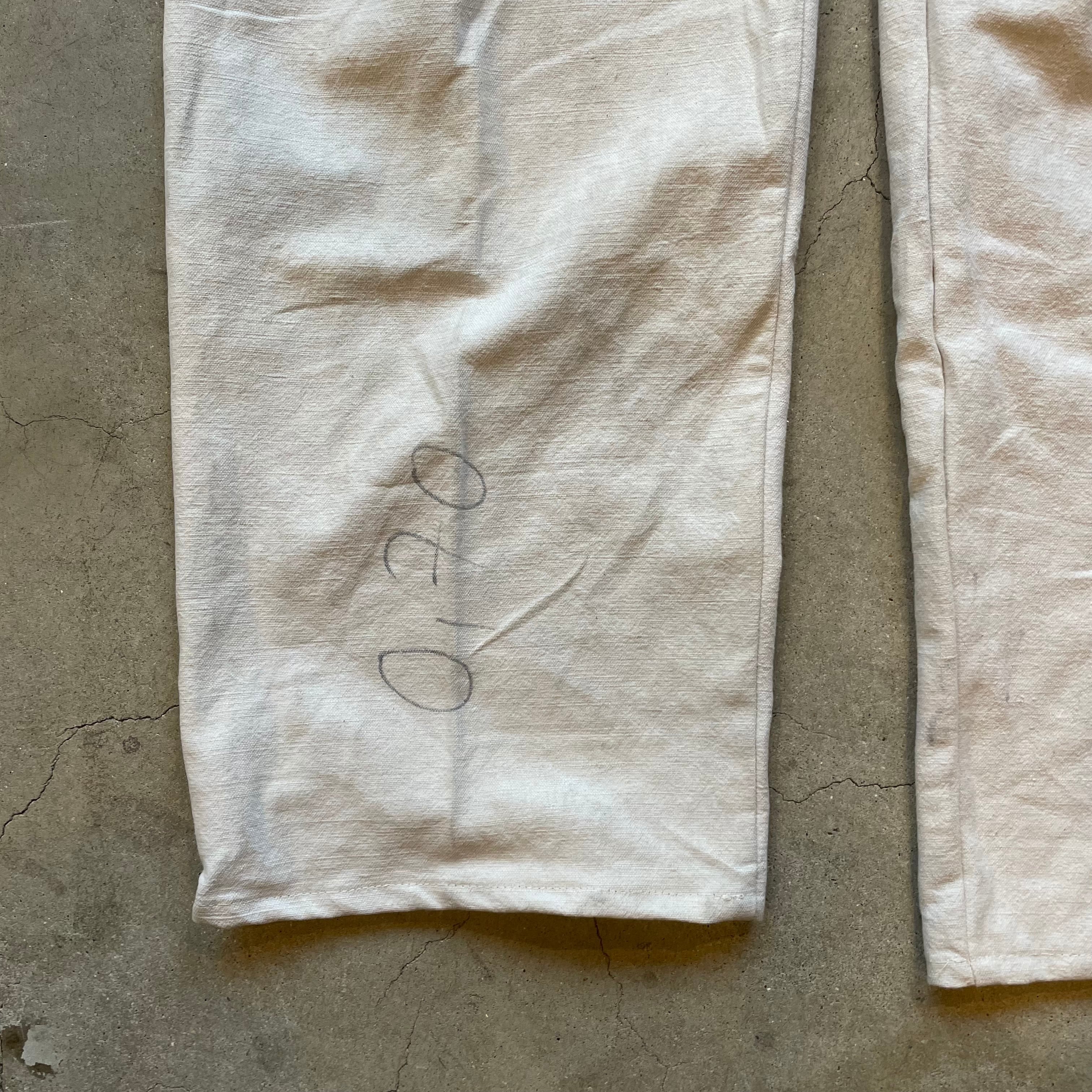 ① French ARMY Linen Easy Pants col Off White フランス軍リネン