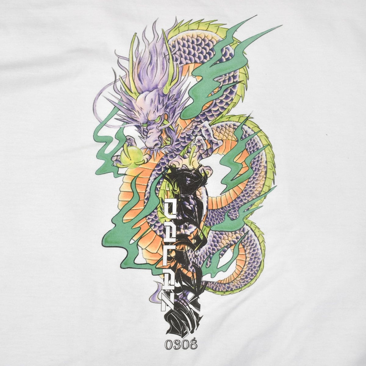 Tシャツ 龍 ドラゴン 半袖 tシャツ 龍柄 ロゴTシャツ 白 ホワイト 刺繍