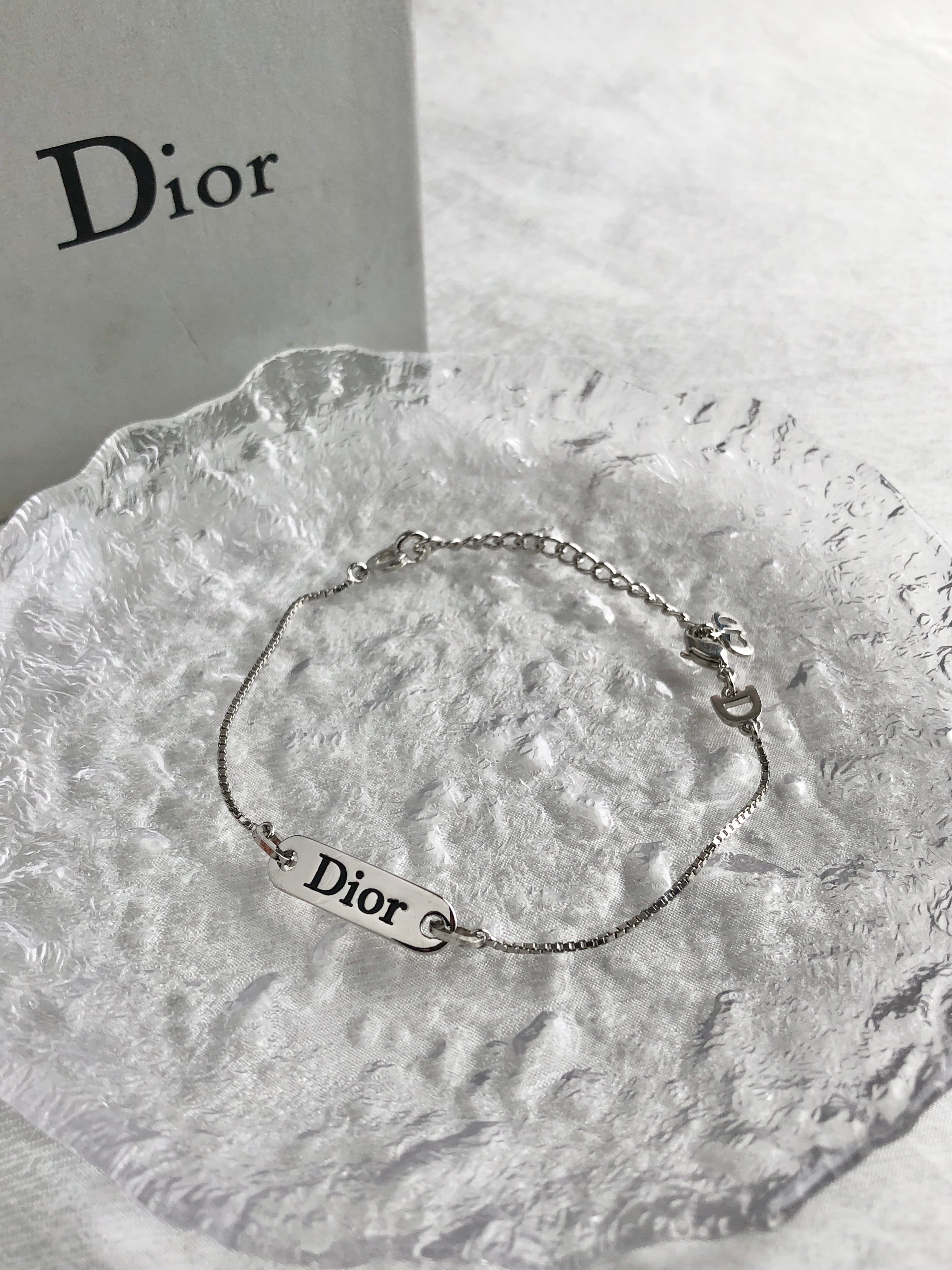 4-403 ディオール　Dior　シルバーブレスレット　L　専用袋 Dior - ◇SALE◇ □美品□ ディオール リップグロス グロス ブレス