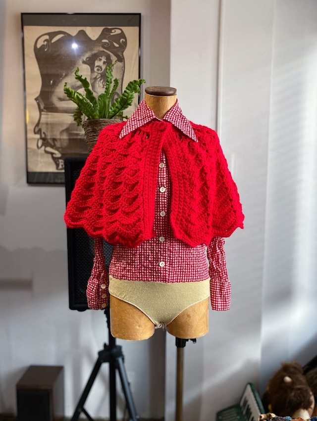 Hand knitting poncho