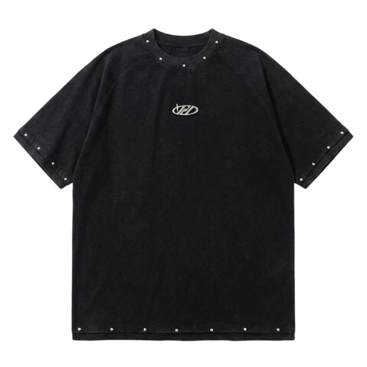 Metal decoration short-sleeved T-shirt 0004