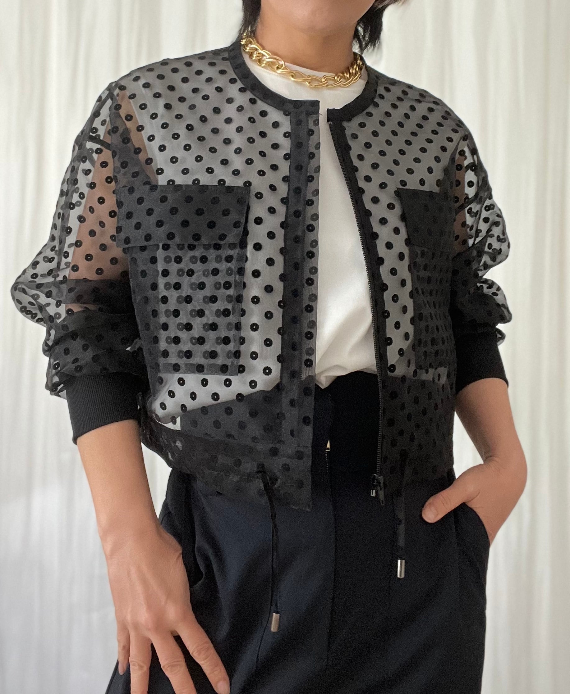 【2026新作】シアーブルゾン　フロッキードット