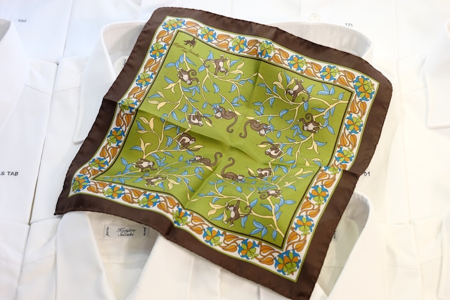 Silk Pocket square　"monkey”　C2390-22 C2391-22 C2392-22 C2393-22