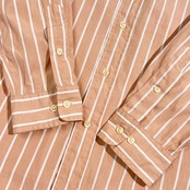 90s Ralph Lauren ラルフローレン CUSTOM FIT ストライプ BD ボタンダウン 長袖 シャツ LL /ピンク・ベージュ系 メンズ ビンテージ
