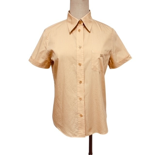 古着 バーバリーブルーレーベル BURBERRY BLUELABEL 半袖 シャツブラウス クリーニング済み ベージュ レディース サイズ38