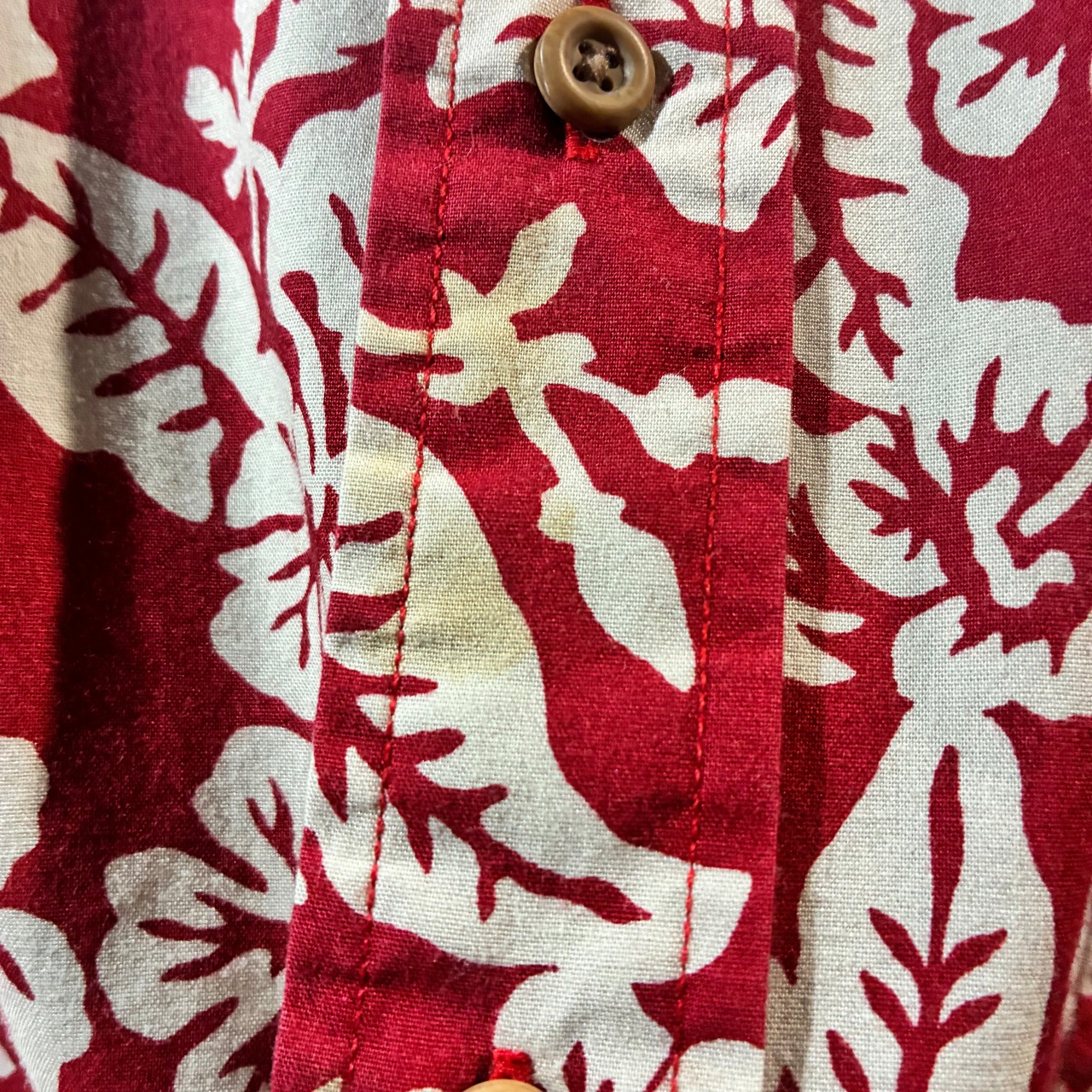 90s TOMMY HILFIGER コットンアロハ　赤白