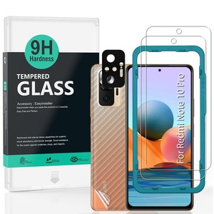 【数量限り】Ibywind ガラスフィルム Redmi NOTE 10 PRO 4G(6.67)用 強化 ガラス 保護 フィルム 2枚セット カメラレンズプロテ クター付き(金属材料) 背面保護フィルム付き 簡単装着キット付き