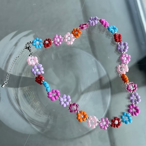 color flower beads necklace_CLN01141