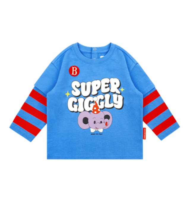 [BEBE DE PINO] Giggly elephant baby stripe layered tee 正規品 韓国ブランド 韓国ファッション 韓国代行 韓国通販 ベベドピノ bebedepino 日本 店舗 韓国 子供服