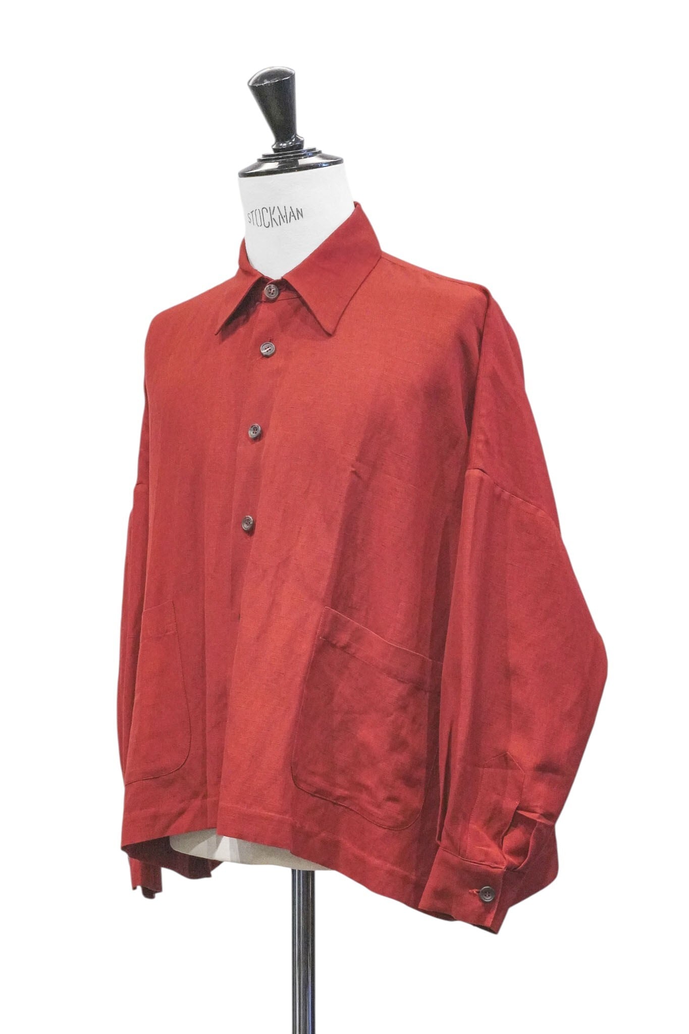 90's “eskandar” Square Pattern Linen × Virgin Wool Oversized Shirt