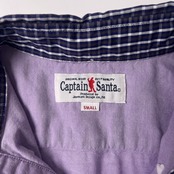 CAPTAIN SANTA キャプテンサンタ チェック柄切替 BD 半袖プルオーバーシャツ S/パープル