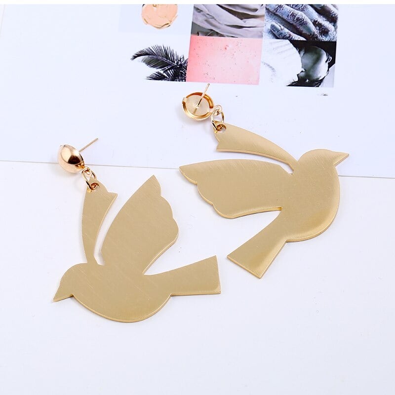 鳩 ゴールドドロップピアス イヤリング 鳥 ピアス アクセサリー 鳩