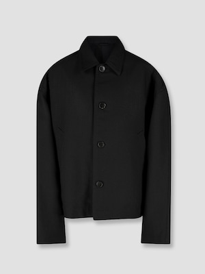 DRIES VAN NOTEN HERRINGBONE COTTON/VIRGIN WOOL COAT BLACK 261-020201-3230