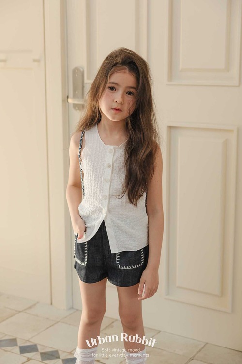 urban rabbit［取寄］crinkle button sleeveless tanktop 26summer