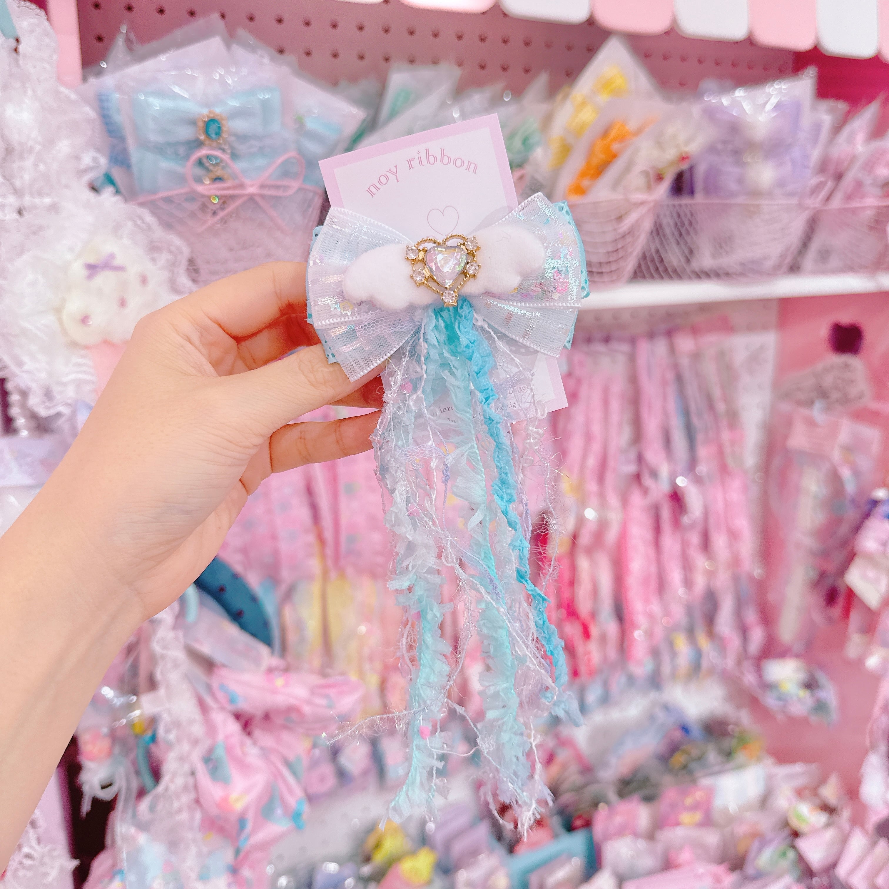 【F7】64-40きらきらリボンヘアクリップ