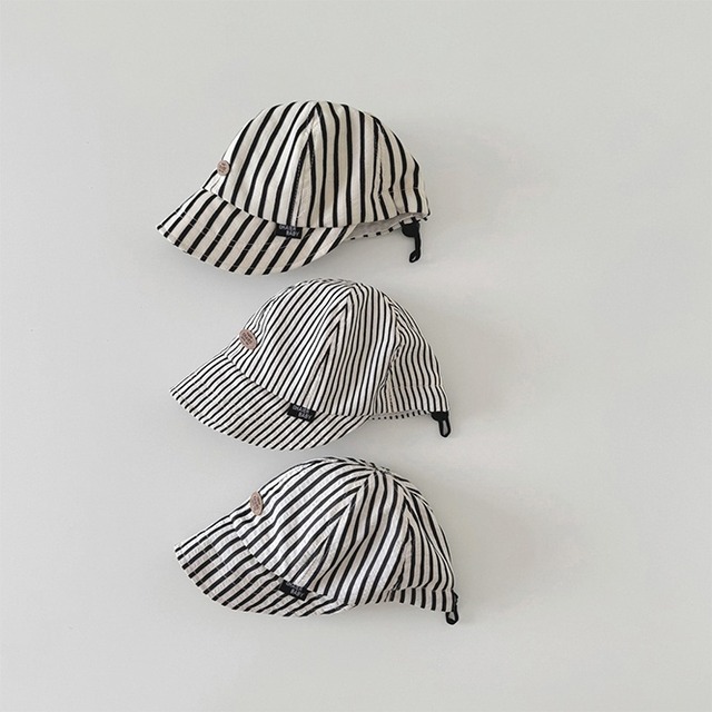 47-50cm｜ストライプ帽子｜薄手 紐付き