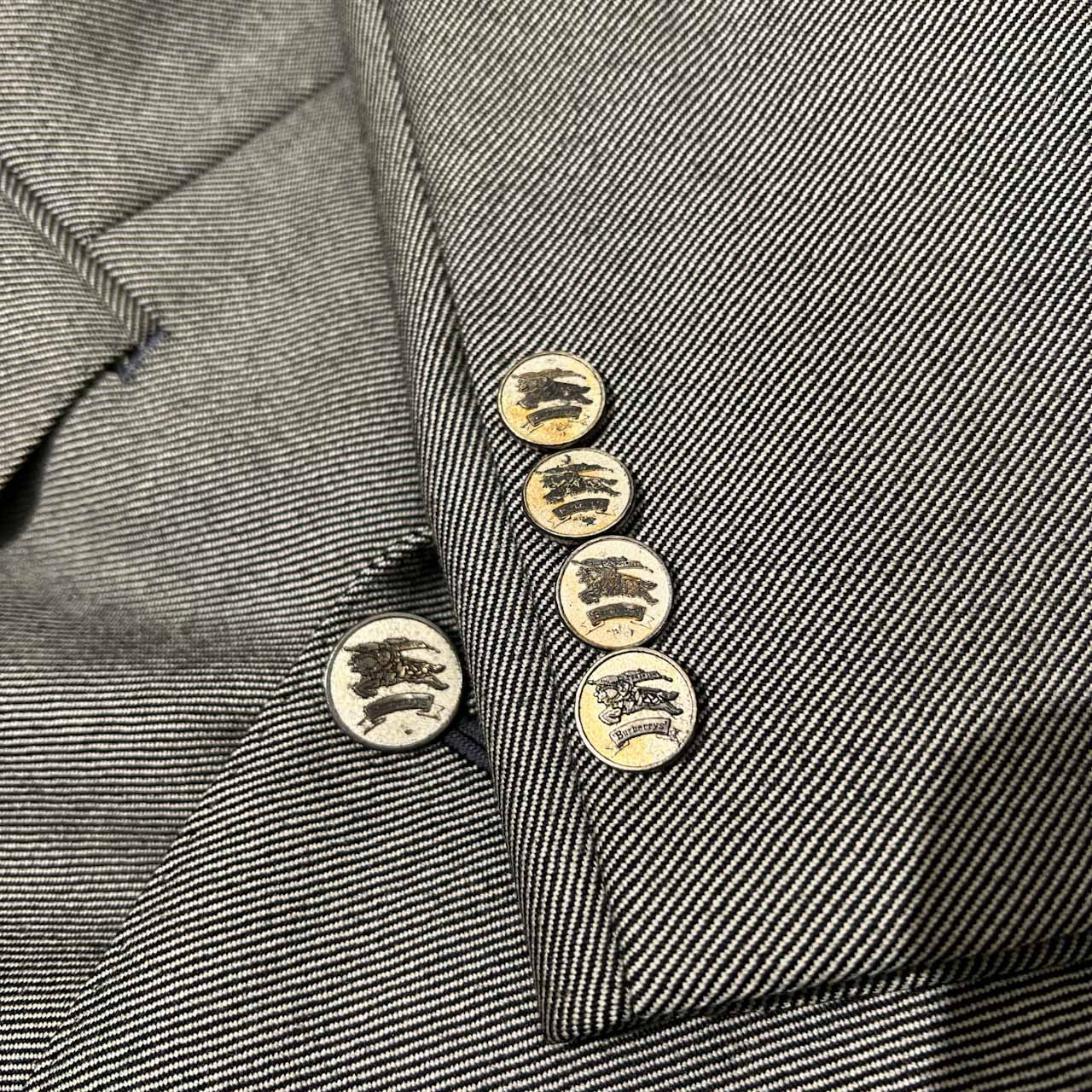 90s Berberrys バーバリー 刻印 銀ボタン ダブル テーラードジャケット 92-80-170A5 /シルバー系/C-TK83/ビンテージ