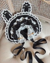 ♡【全9色】MAID うさみみフリルレースリボンハーフボンネット red ♡