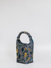 【muuc × ヌノニシタイ】筆記帳刺繍 三つ編みバッグ / ネイビー