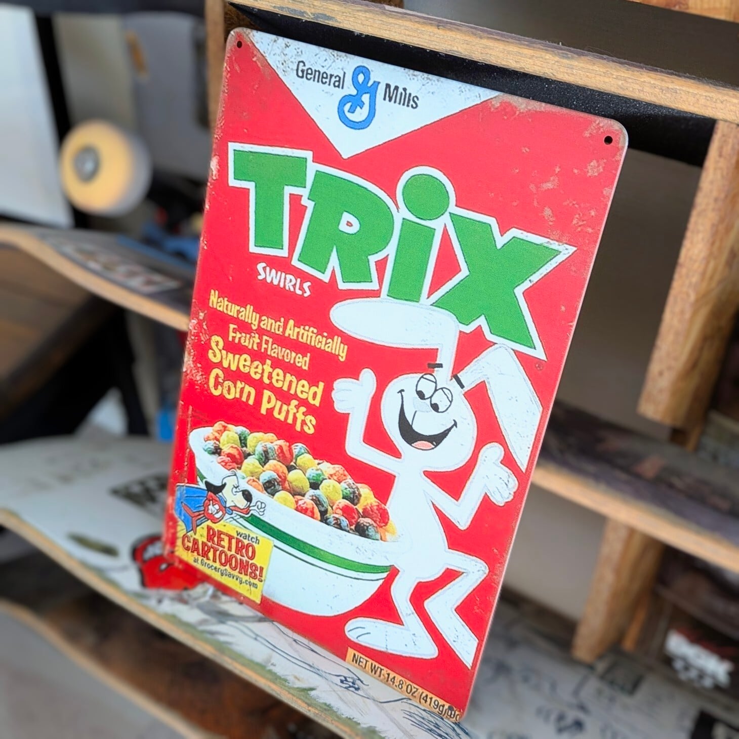 送料無料!ちょうどいいブリキ看板 【 Trix(トリックス)】ゼネラルミルズ社 / METAL SIGN / メタルサイン / ブリキ看板 / サインボード / ビンテージ加工〚アメリカン雑貨 アメトイ〛