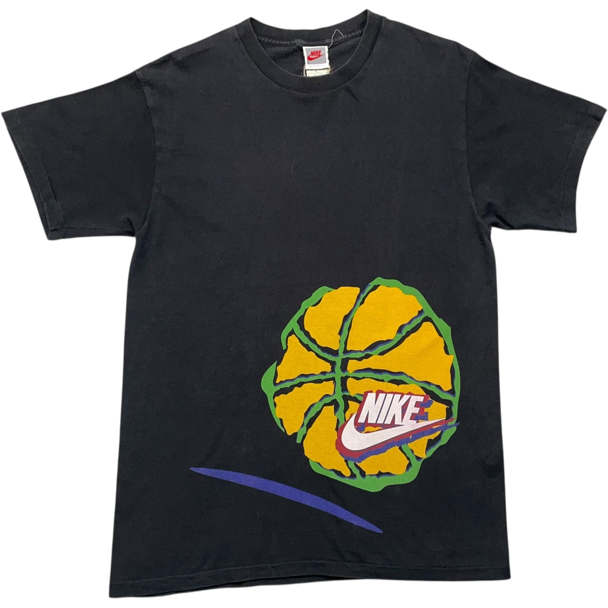 《L》 NIKE ナイキ Tシャツ バスケットボール プリント ブラック USA製 90年代 vintage no.7875