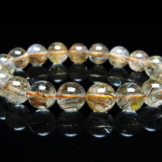 キャッツアイルチルクォーツ ブレスレット 11mm ルチルクォーツ ブレス 一点物 メール便可 [M便 1/10] 111-45839