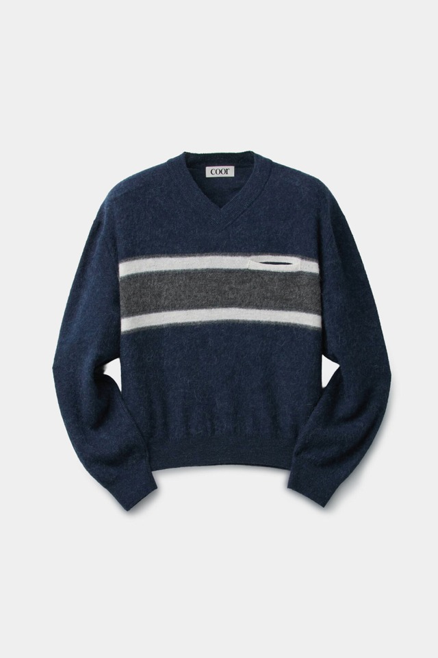 [COOR] Alpaca Blend Stripe V Neck Sweater (Navy) 正規品 韓国ブランド 韓国通販 韓国代行 韓国ファッション クール クーア クアー 日本 店舗