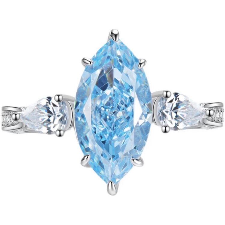 マーキス ブルー 高炭素ダイヤモンド 10カラット キラキラ ゴージャス