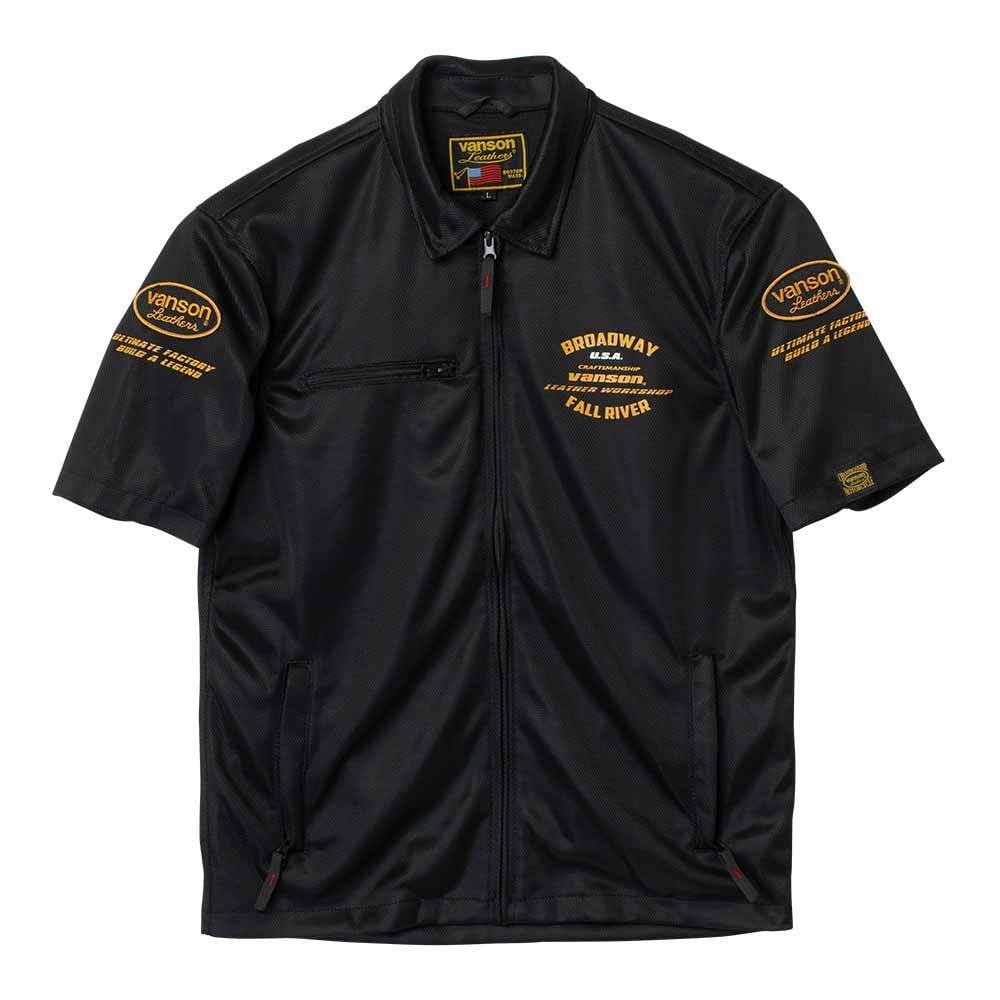 VSE26105S メッシュワークシャツ | vansonleathers
