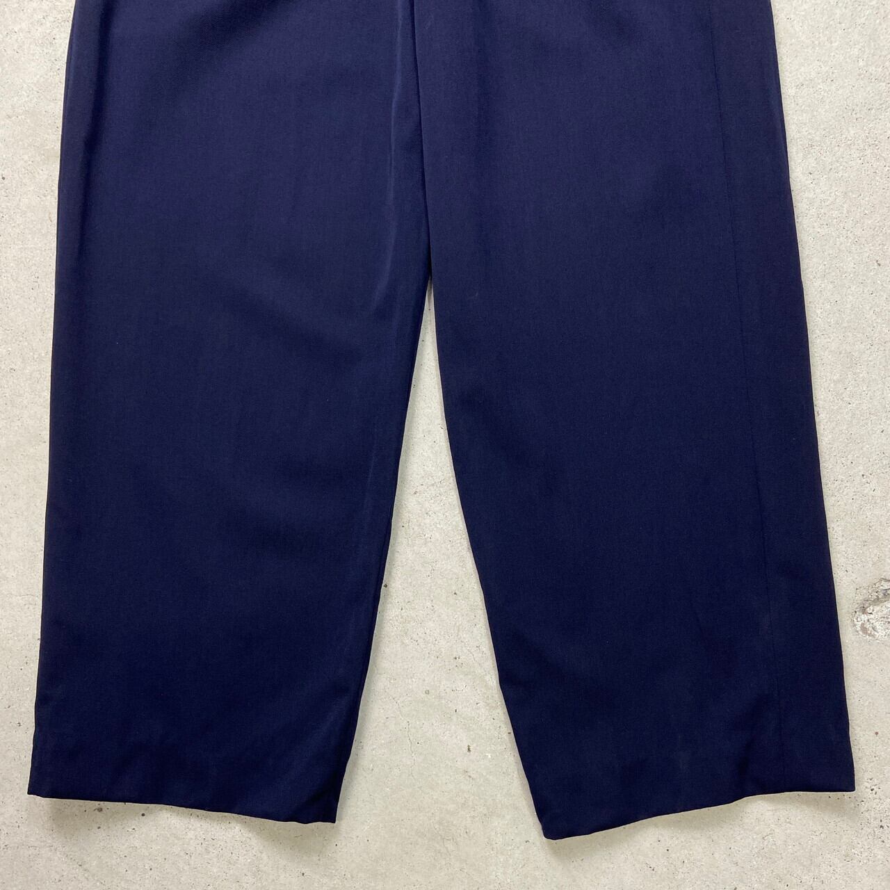 Ralph Lauren タック入りワイドスラックス ウールギャバジン ネイビー